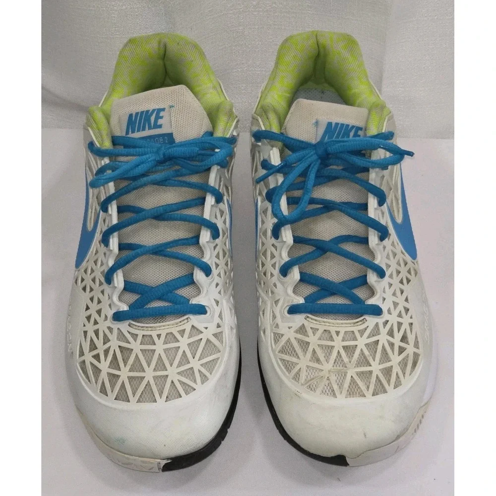 Nike Zoom Cage 2  Athletic Tennis‎ Shoes White Volt Blue 705247-147 Mens Size 9